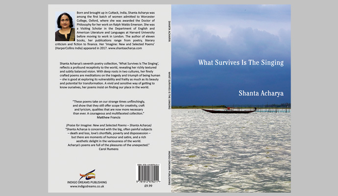 Image of Shanta Acharya's poetry book 'What Survives Is The Singinging'